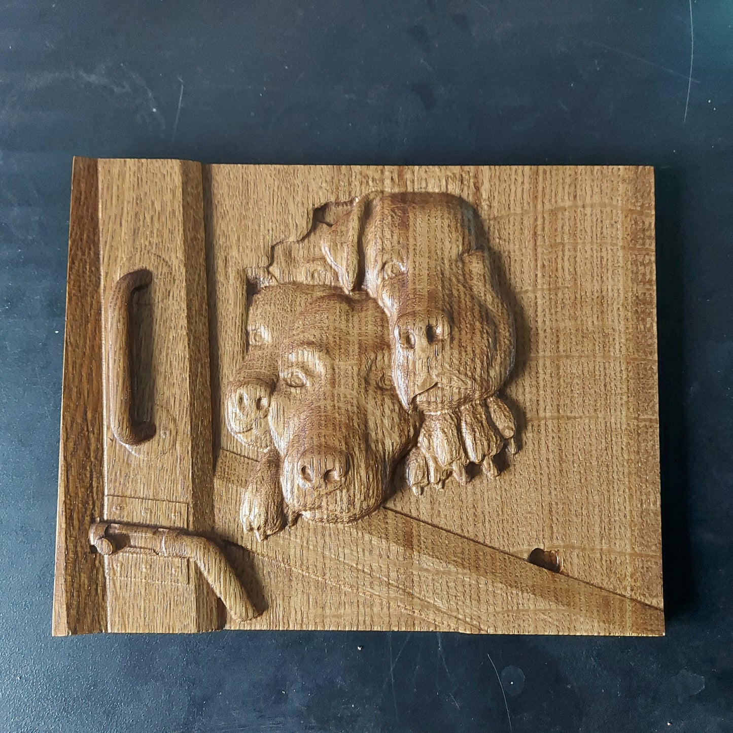 Hand-Carved Wooden Dog Wall Art